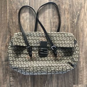 Fendi Black and Cream Shoulder Bag
